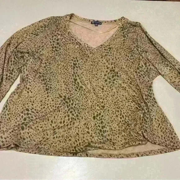 Democracy Animal Print 3/4 Sleeve Knit Top Size 2XL - Picture 1 of 5